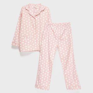 Pijama Franela Mujer Rosado Corazones